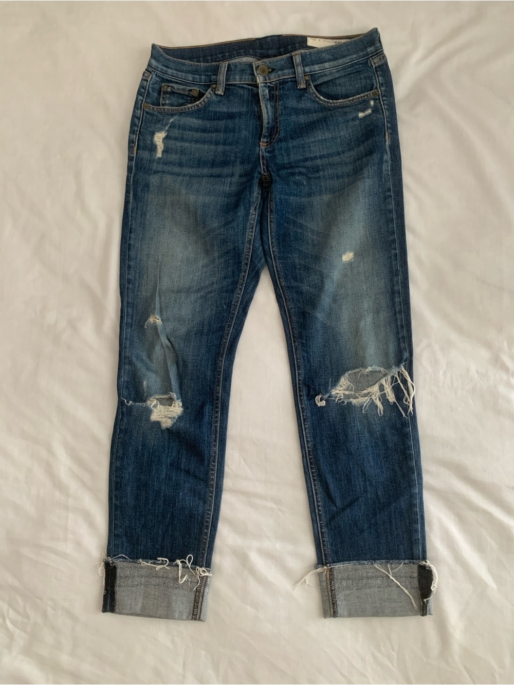rag & bone The Dre Distressed Slim Boyfriend Jeans Canyon Wash Size 27 EUC